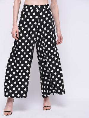black polka doted crepe palazzo - 15212482 - Standard Image - 2