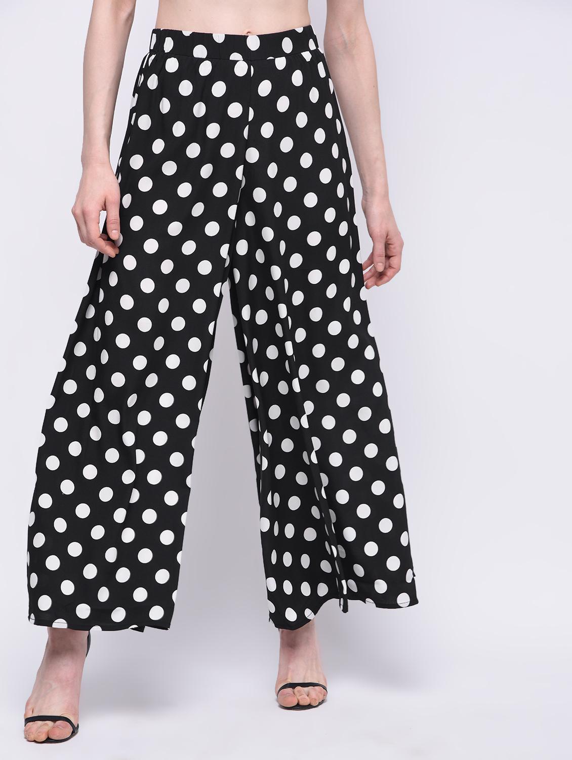 black polka doted crepe palazzo - 15212482 - Zoom Image - 2