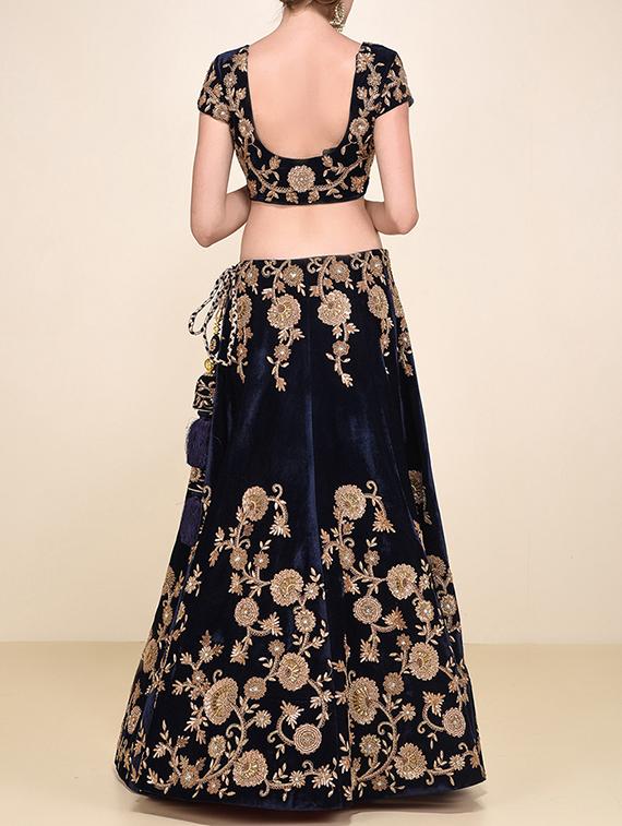 blue silk flared lehenga - 15212735 - Zoom Image - 2