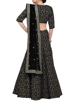 black sequined flared lehenga - 15212743 - Standard Image - 2