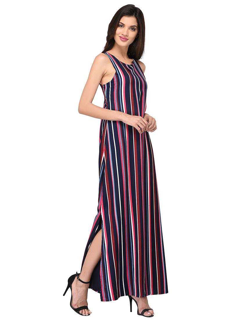 navy blue striped maxi dress - 15213077 - Zoom Image - 2
