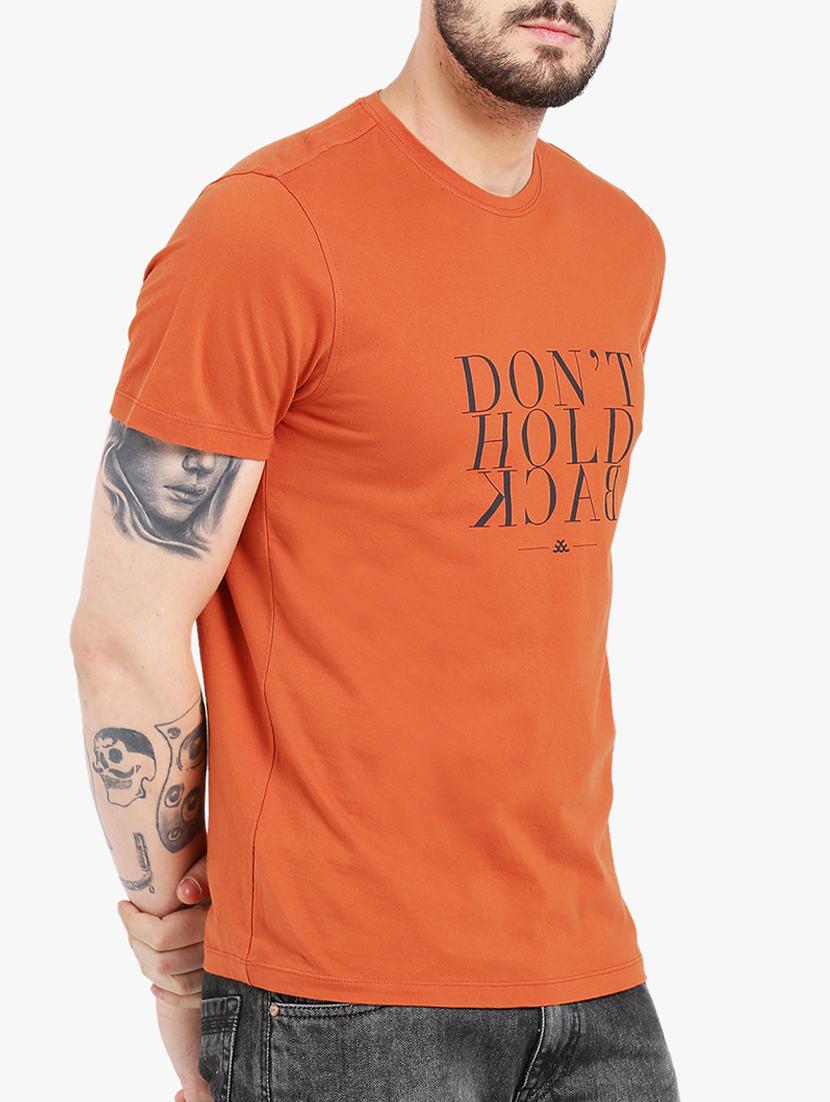 orange cotton chest print t-shirt - 15213741 - Zoom Image - 2