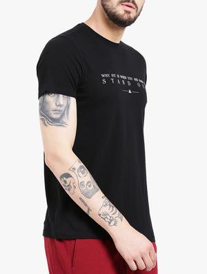 black cotton chest print t-shirt - 15213756 - Standard Image - 2