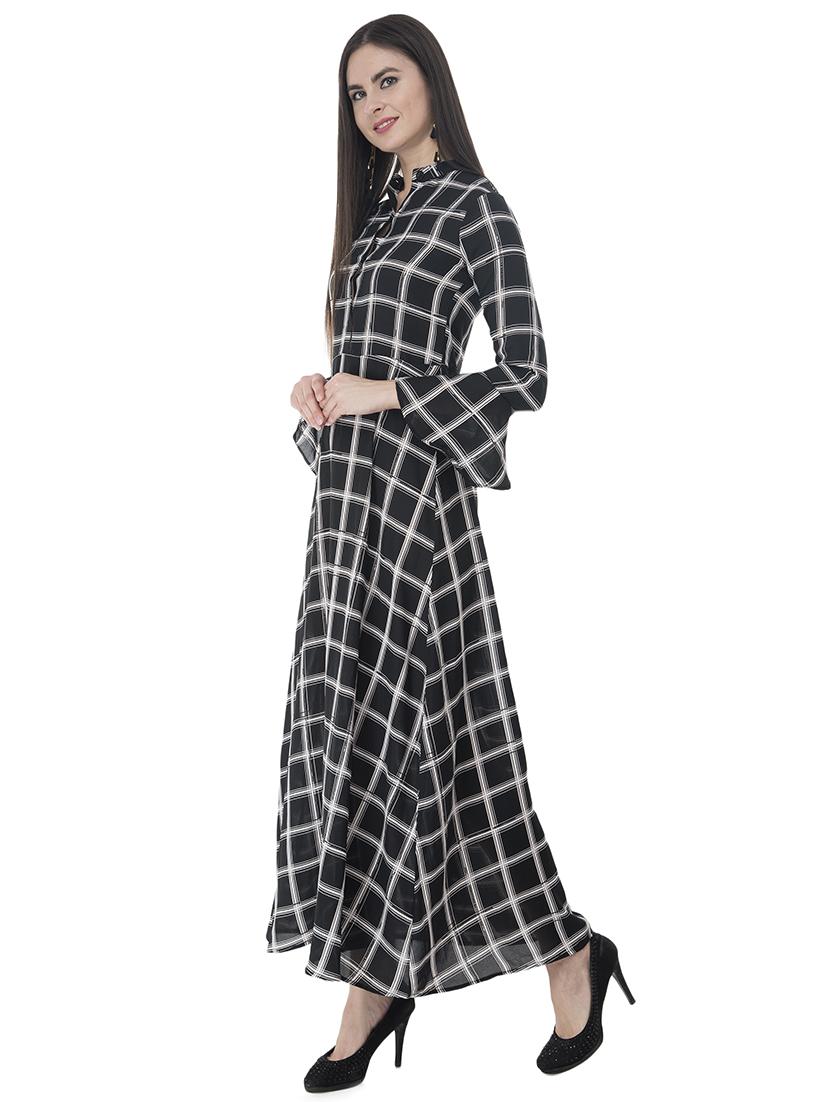 black checkered maxi dress - 15214717 - Zoom Image - 2