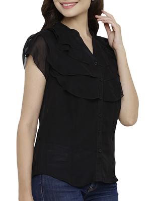 black solid layered shirt - 15214883 - Standard Image - 2