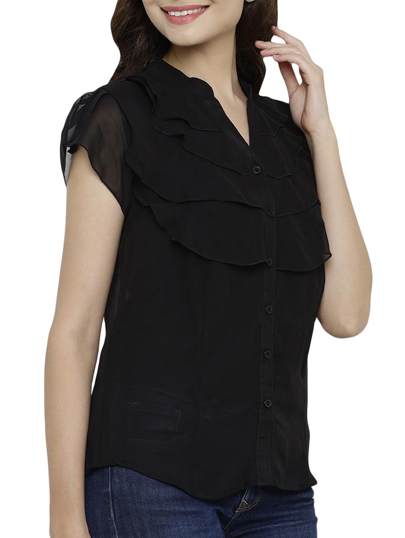 black solid layered shirt - 15214883 - Zoom Image - 2