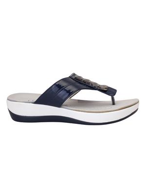 navy leatherette slippers - 15216314 - Standard Image - 2