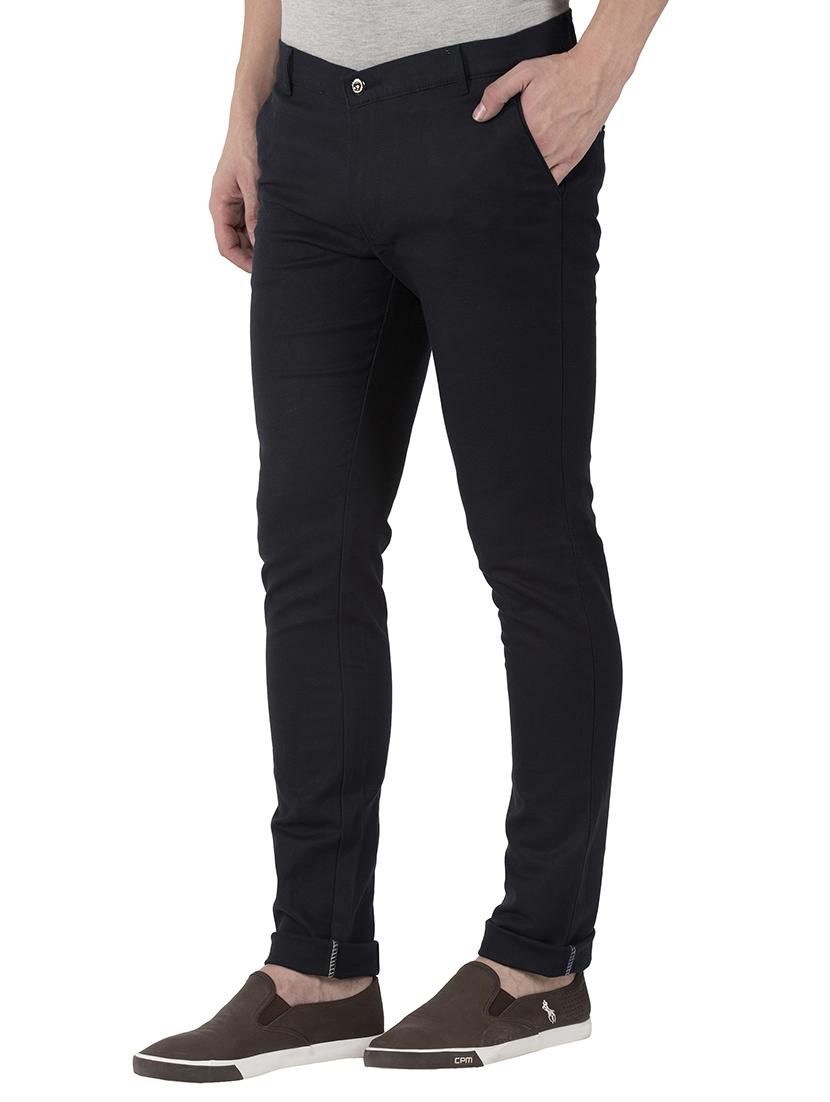 navy blue cotton chinos casual trousers - 15216915 - Zoom Image - 2