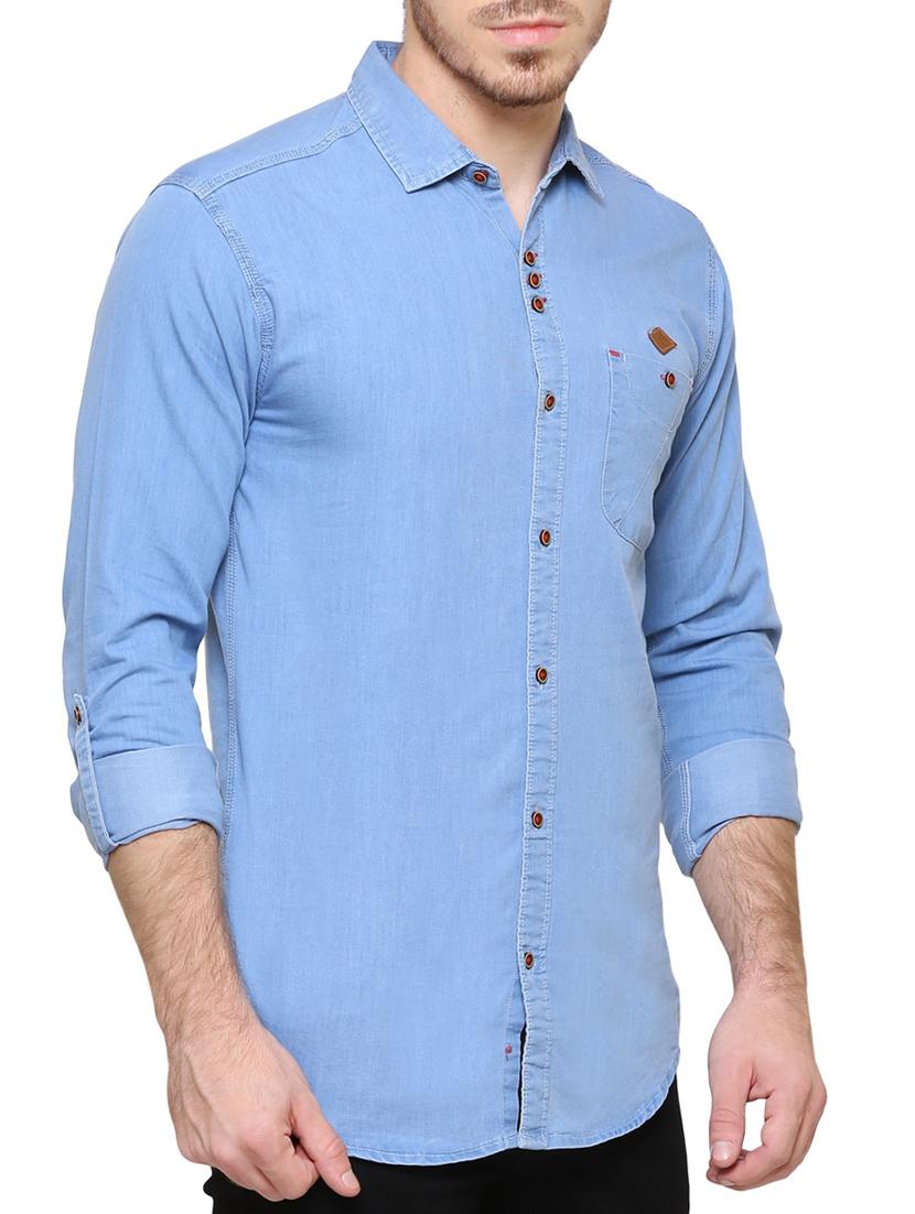 blue denim casual shirt - 15217363 - Zoom Image - 2