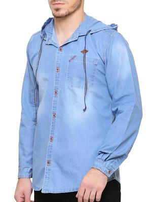 light blue denim casual shirt - 15217367 - Standard Image - 2