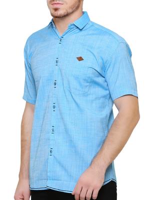 blue cotton casual shirt - 15217382 - Standard Image - 2