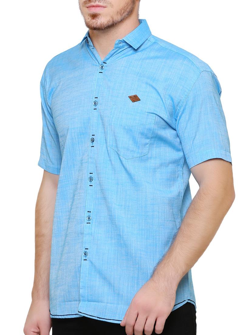 blue cotton casual shirt - 15217382 - Zoom Image - 2