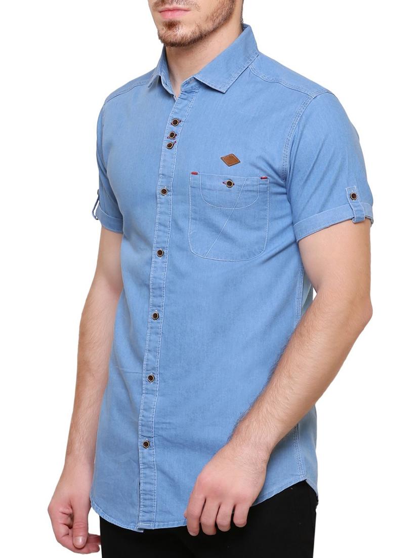 blue denim casual shirt - 15217388 - Zoom Image - 2