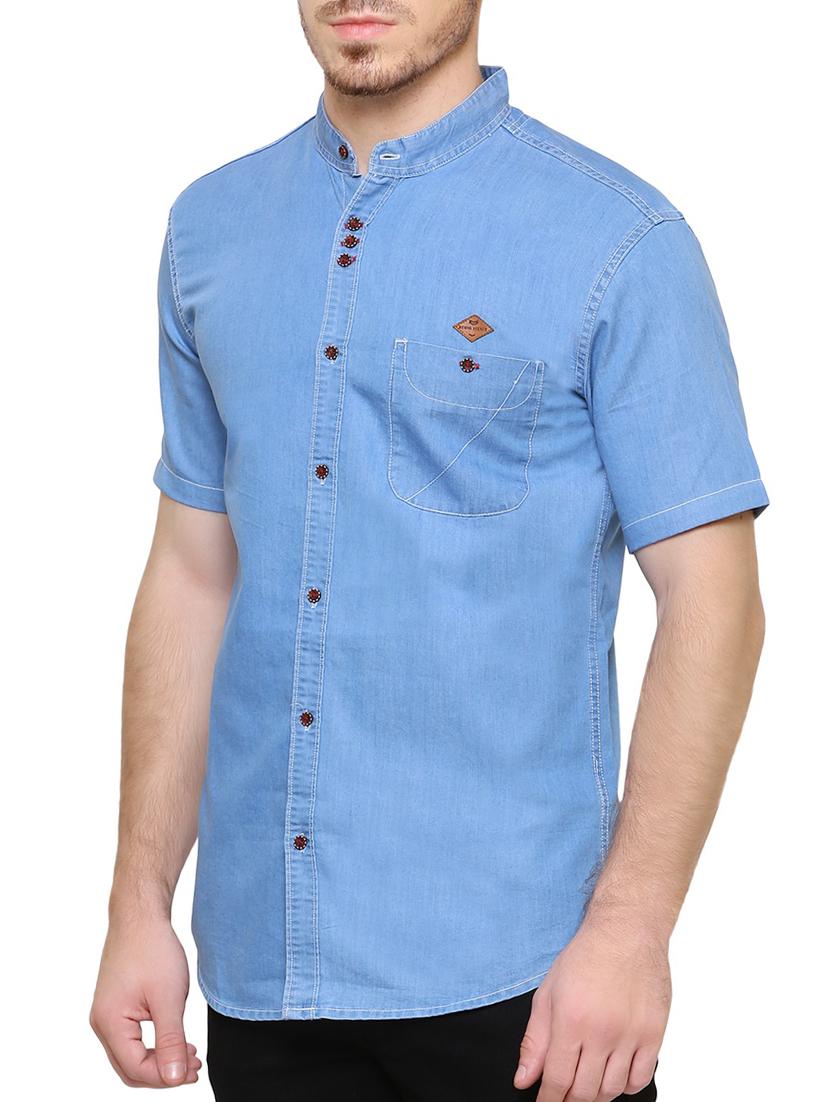light blue denim casual shirt - 15217394 - Zoom Image - 2