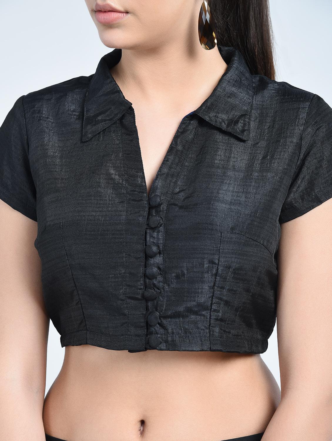 black silk solid blouse - 15217421 - Zoom Image - 2