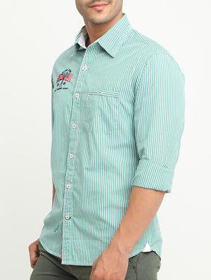 green cotton casual shirt - 15218115 - Standard Image - 2