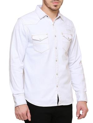 white denim casual shirt - 15218648 - Standard Image - 2