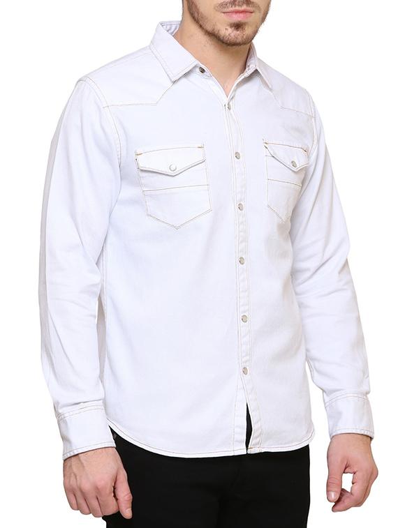white denim casual shirt - 15218648 - Zoom Image - 2