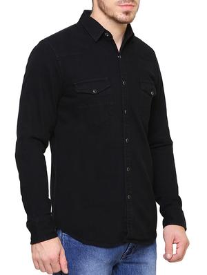 black denim casual shirt - 15218649 - Standard Image - 2