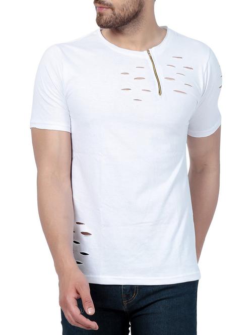 white cotton ripped tshirt - 15219375 - Standard Image - 1