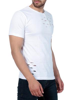white cotton ripped tshirt - 15219375 - Standard Image - 2