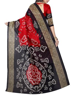 red art silk bandhani saree with blouse - 15219460 - Standard Image - 2