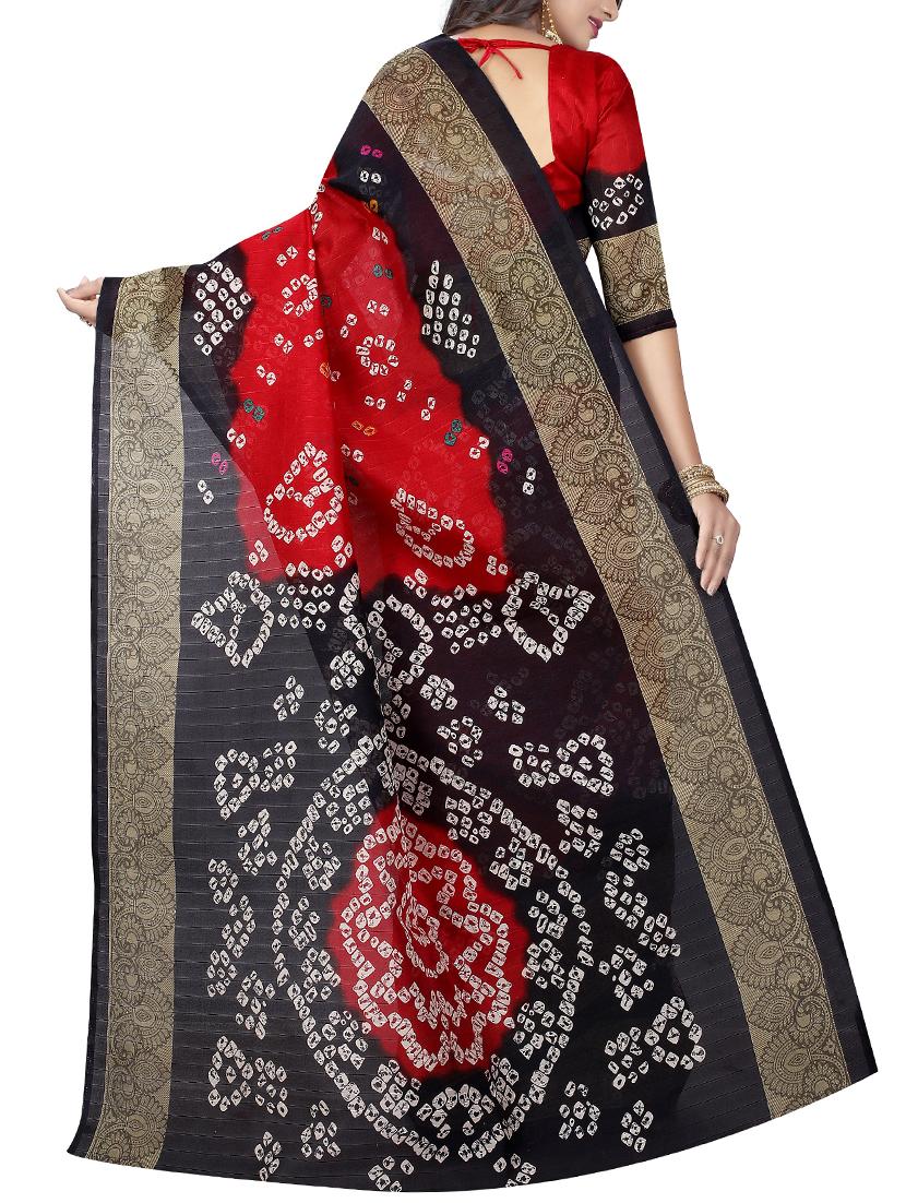 red art silk bandhani saree with blouse - 15219460 - Zoom Image - 2
