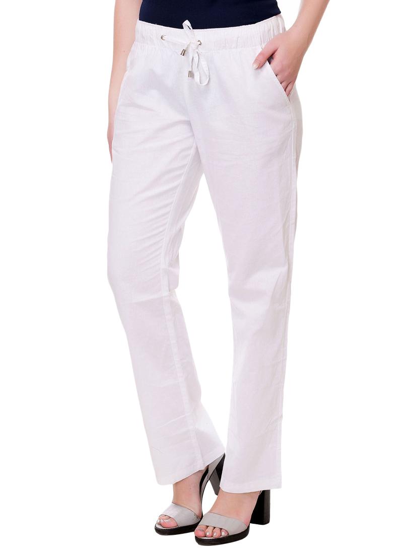 solid white linen trouser - 15219539 - Zoom Image - 2