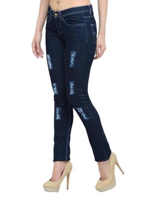 dark blue denim distressed jeans - 15219558 - Standard Image - 2