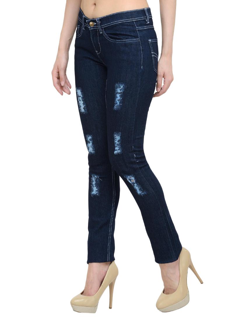 dark blue denim distressed jeans - 15219558 - Zoom Image - 2