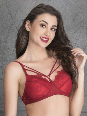 red solid lace cage bra - 15221725 - Standard Image - 2