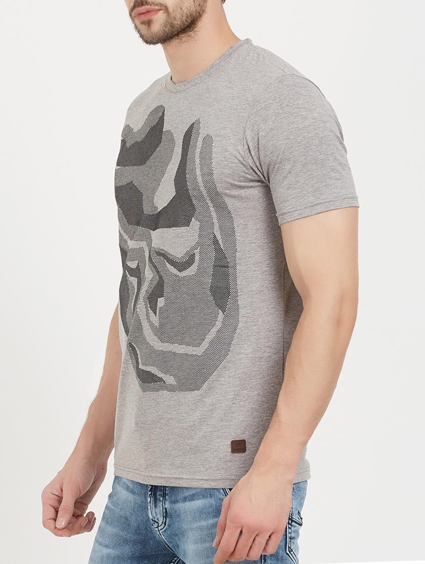 grey cotton front print t-shirt - 15222880 - Zoom Image - 2
