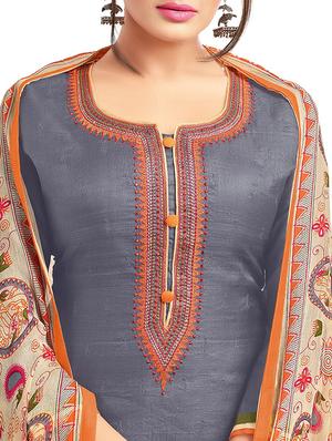 embroidered unstitched churidaar suit - 15223004 - Standard Image - 2