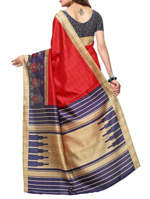 red art silk printed saree with blouse - 15226276 - Standard Image - 2