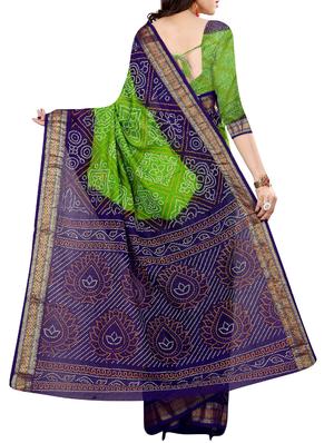 green bandhani saree with blouse - 15226761 - Standard Image - 2