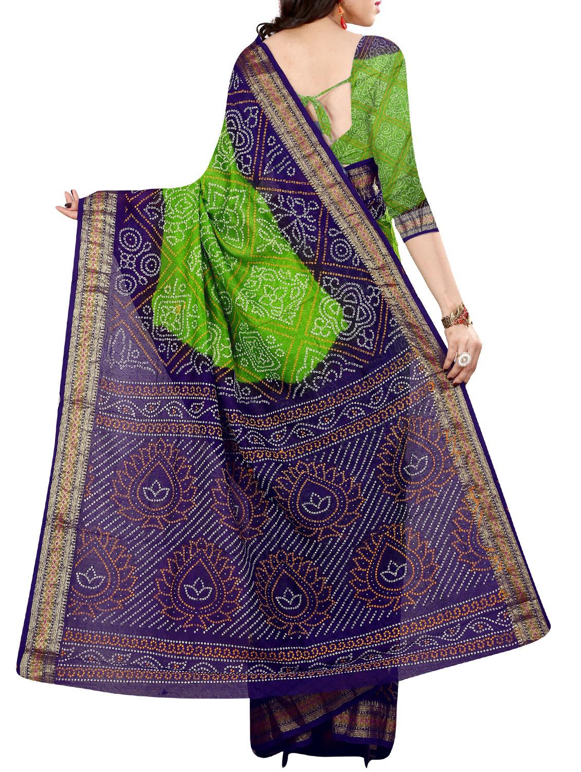 green bandhani saree with blouse - 15226761 - Zoom Image - 2