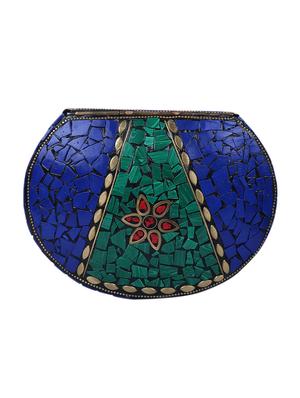 blue metal box clutch - 15226844 - Standard Image - 2