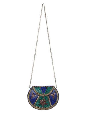 blue metal box clutch - 15226844 - Standard Image - 5