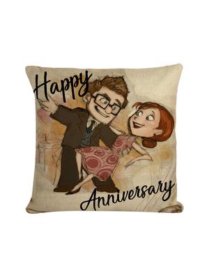 happy anniversary cushion cover jute, 16 x 16 inches - 15226904 - Standard Image - 2
