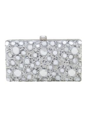 silver metal box clutch - 15227362 - Standard Image - 2