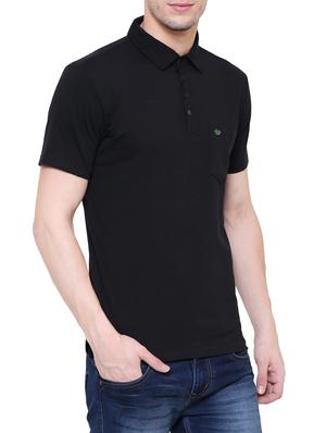 black cotton polo t-shirt - 15227705 - Standard Image - 2