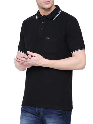 black cotton polo t-shirt - 15227745 - Standard Image - 2