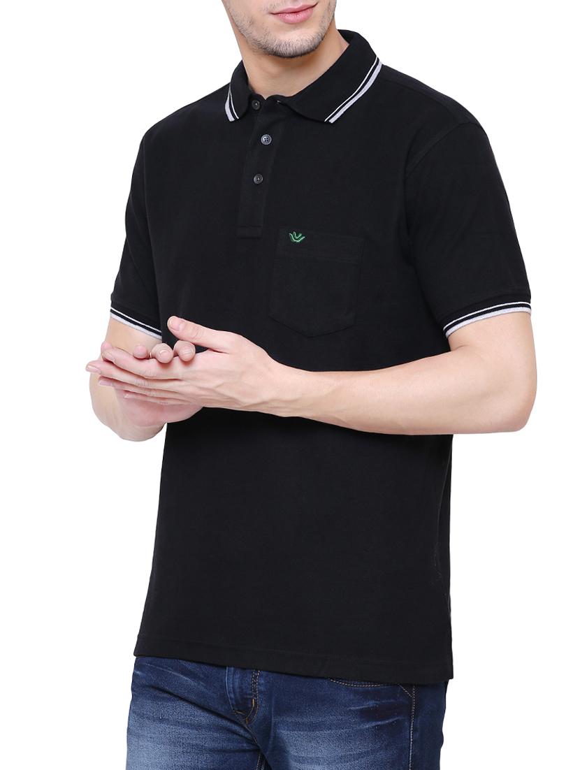 black cotton polo t-shirt - 15227745 - Zoom Image - 2