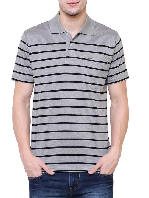 grey cotton polo t-shirt - 15227820 - Standard Image - 1