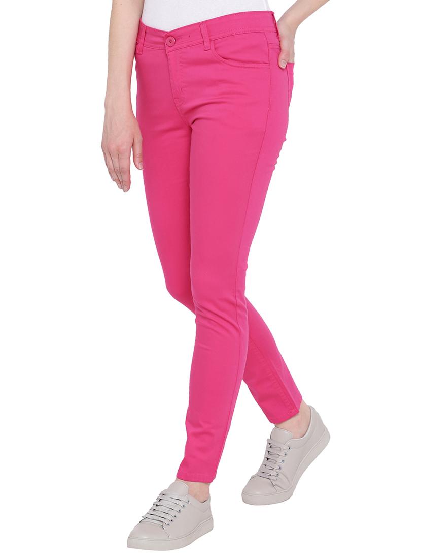 pink solid cotton chinos trouser - 15228112 - Zoom Image - 2