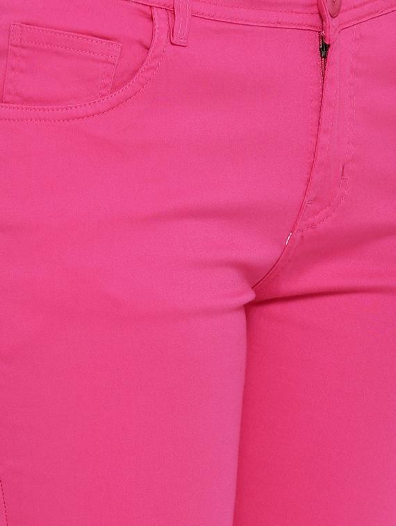 pink solid cotton chinos trouser - 15228112 - Zoom Image - 5