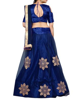 blue embroidered flared lehenga - 15228392 - Standard Image - 2