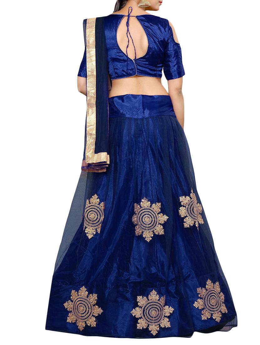 blue embroidered flared lehenga - 15228392 - Zoom Image - 2