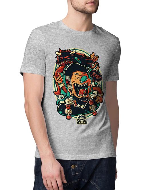 grey cotton blend chest print t-shirt - 15229306 - Standard Image - 1