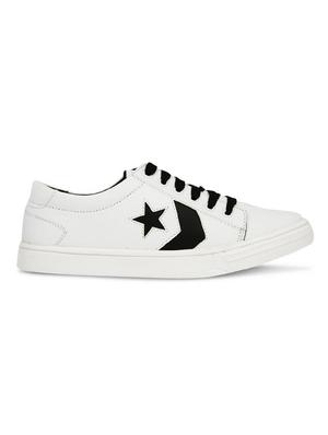 white leatherette lace up sneaker - 15229887 - Standard Image - 2